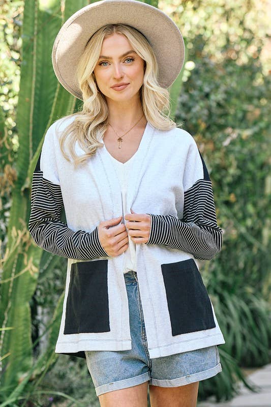 Two Pattern Cardigan - 42663T: S / Oatmeal