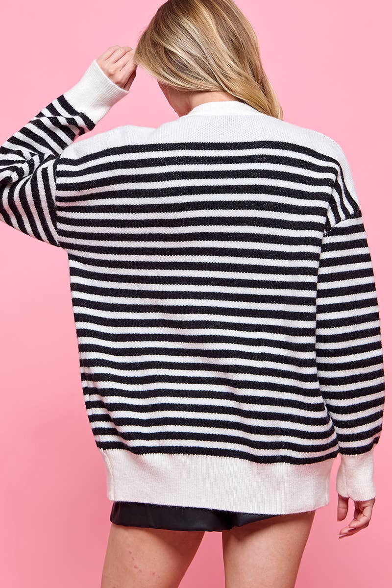 Striped Cardigan: One Size / Camel