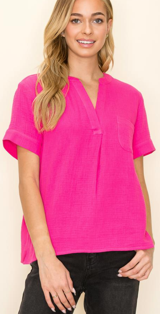 Fuchsia Gauze Top