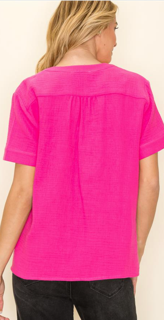 Fuchsia Gauze Top