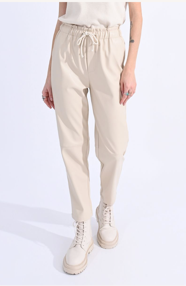 Faux Leather Cream Pant