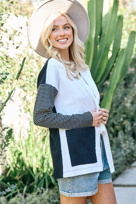Two Pattern Cardigan - 42663T: S / Oatmeal