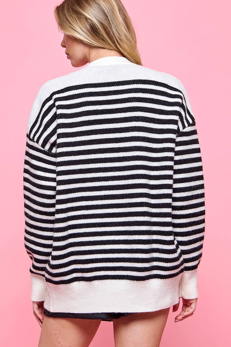 Striped Cardigan: One Size / Camel