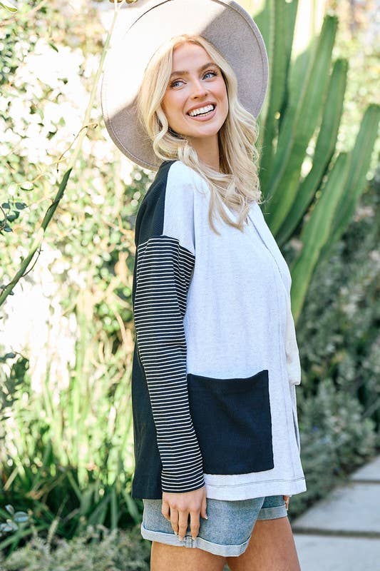 Two Pattern Cardigan - 42663T: S / Oatmeal