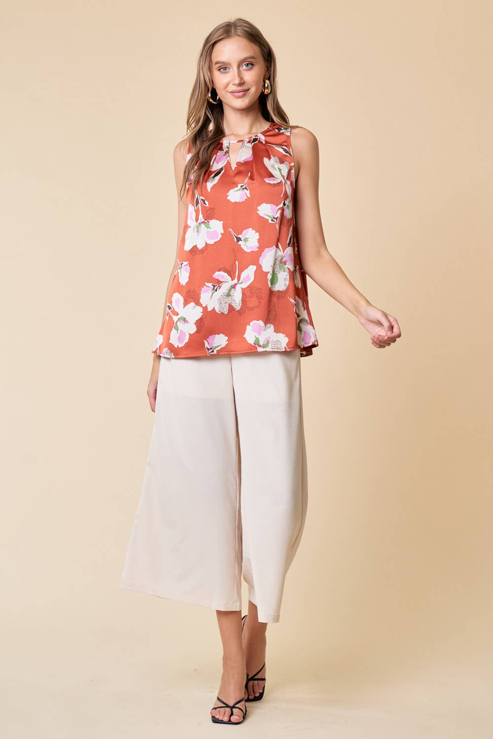 KEYHOLE NECK TANK TOP - 41375T: M / GINGER SPICE