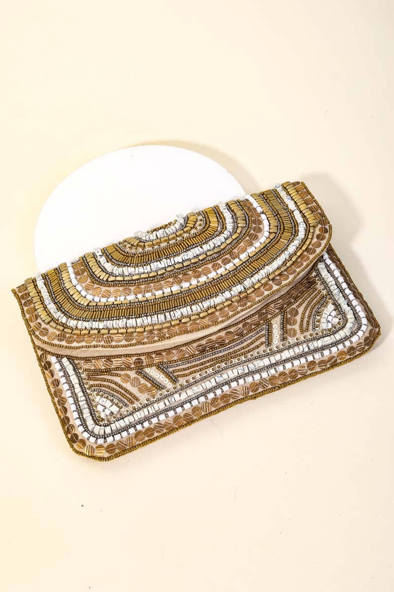Cream Beaded Bag