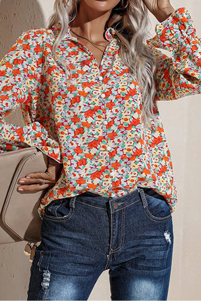 Floral Print V-Neck Blouse