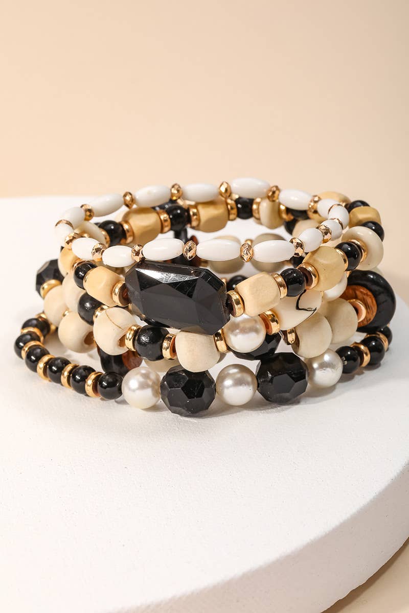Black Beaded Stretch Bracelet