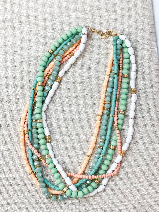 Multi Beaded Necklace-MINT