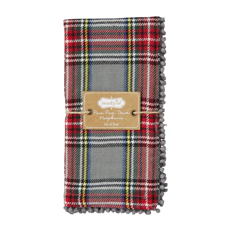 SET(4) Tartan Pom Napkin