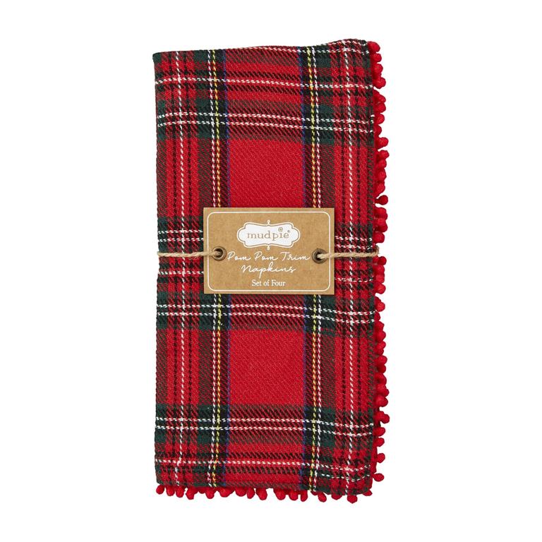 SET(4) Tartan Pom Napkin
