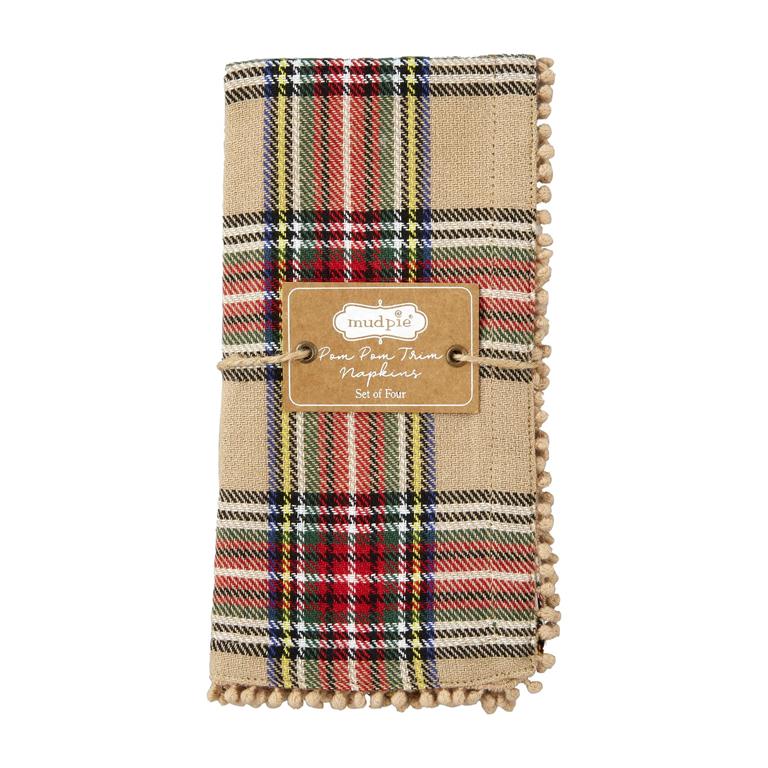 SET(4) Tartan Pom Napkin