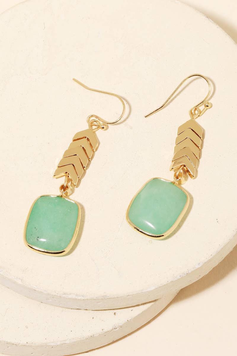 Semi-Precious Square Earrings