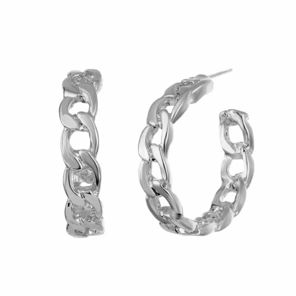 Silver Mia Braided Hoops