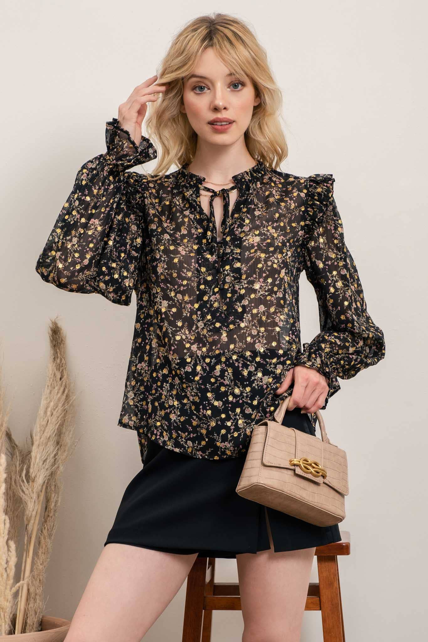 FLORAL GOLD SPECKLED TOP