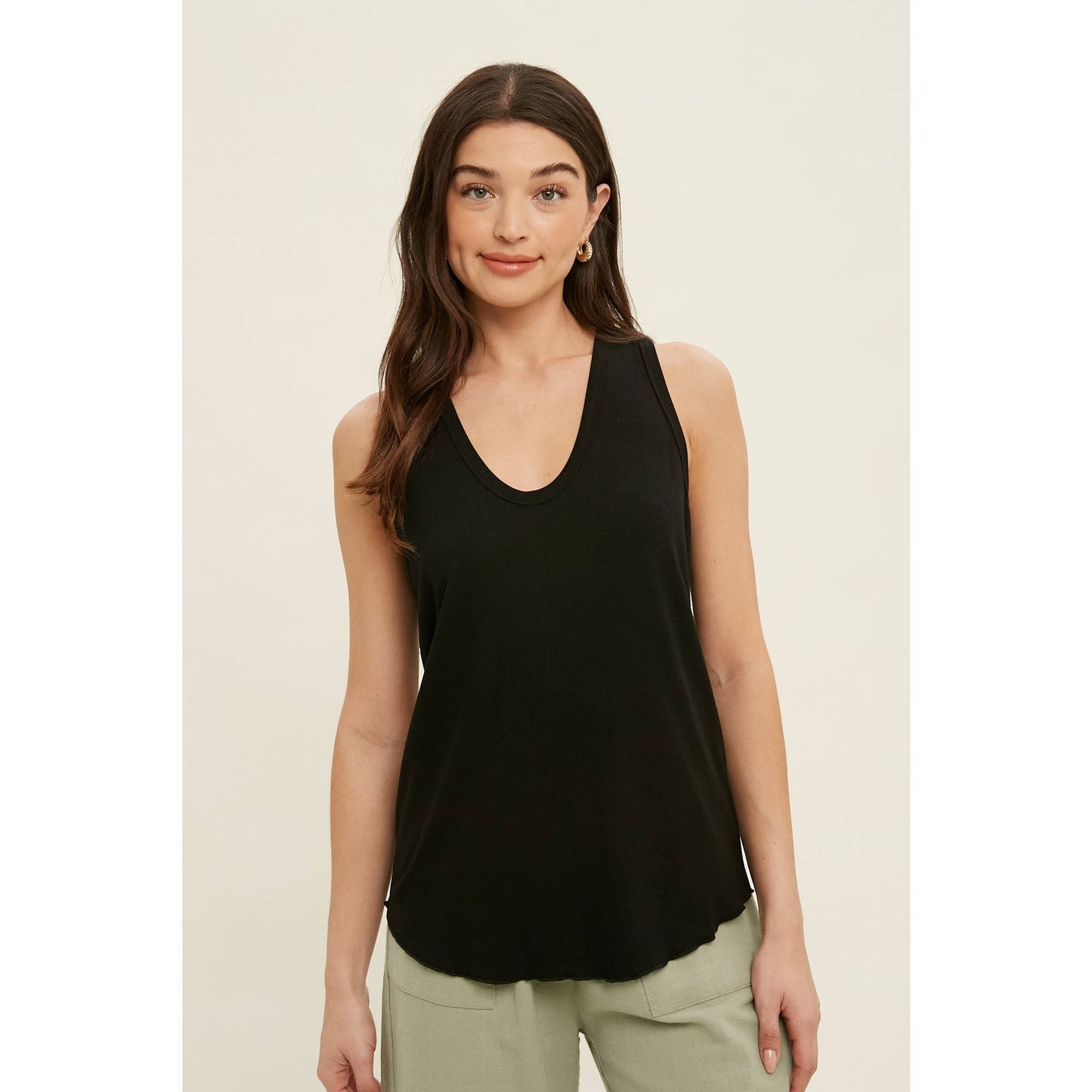 Scoop Neck Black Tank