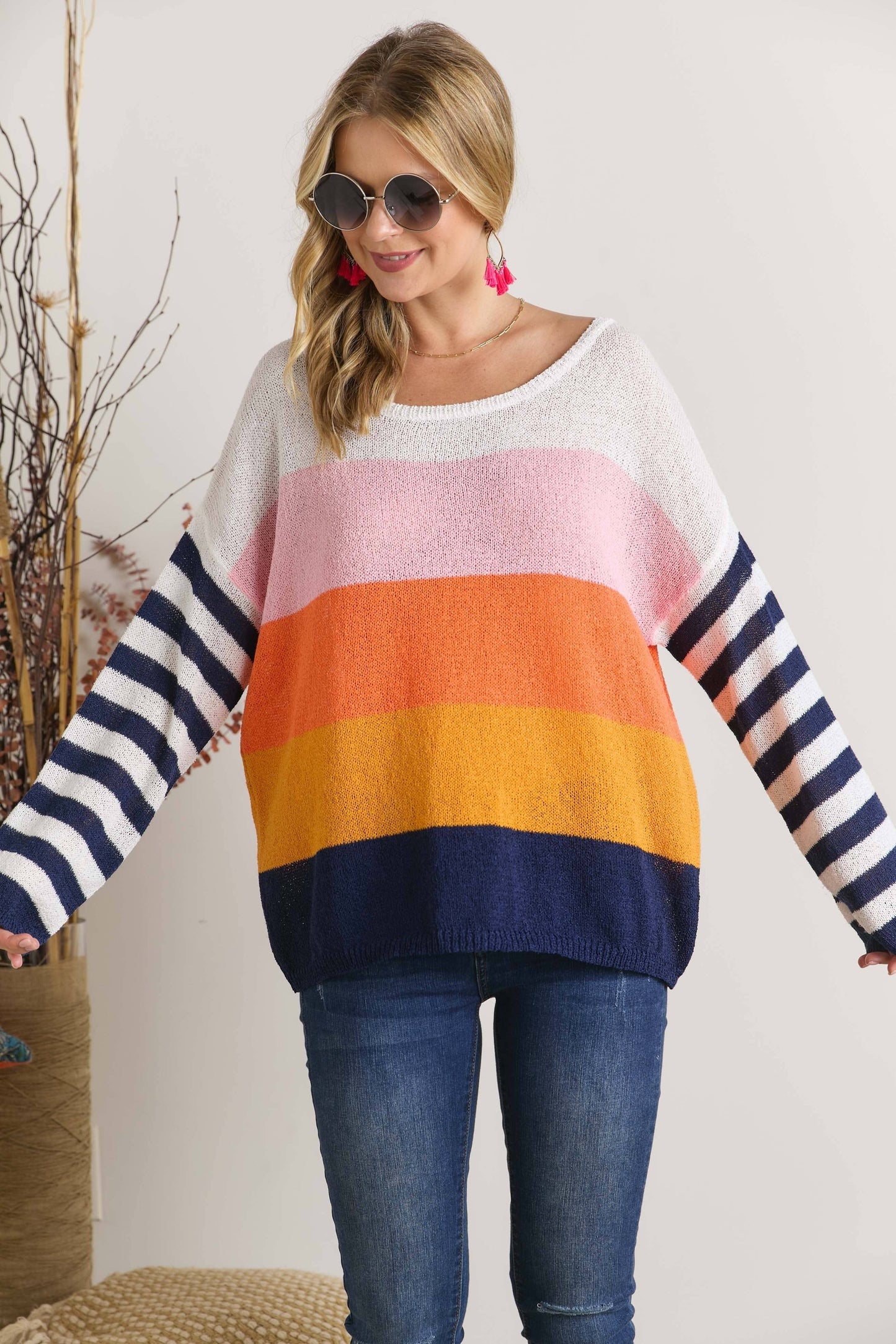 Color Block Striped Sweater