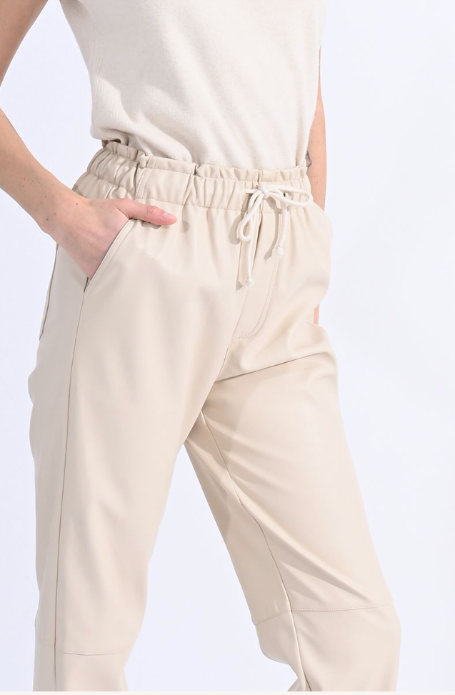Faux Leather Cream Pant