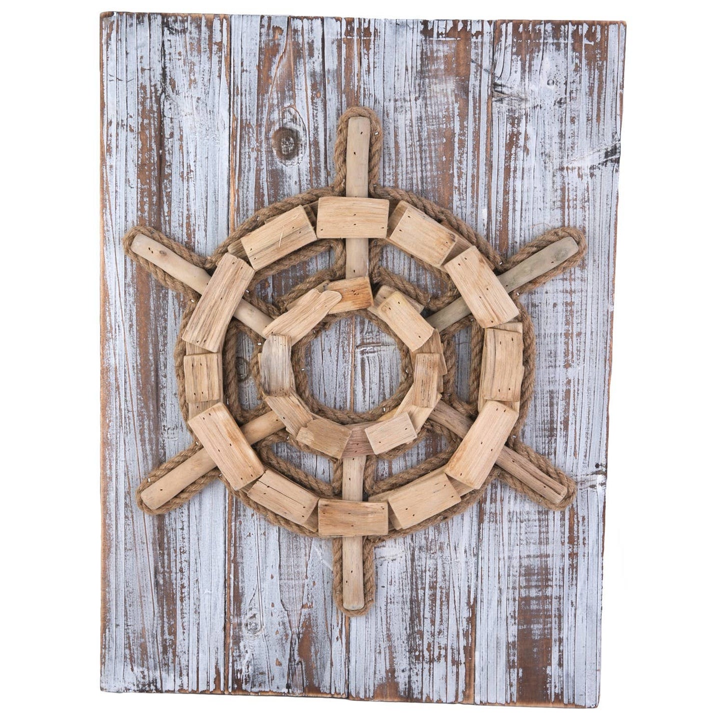 Driftwood Ship Wheel Plaque