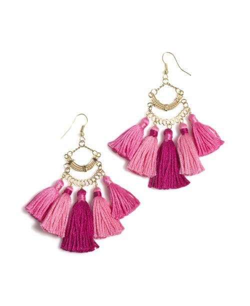 Sonya Tassel Earrings-Pink