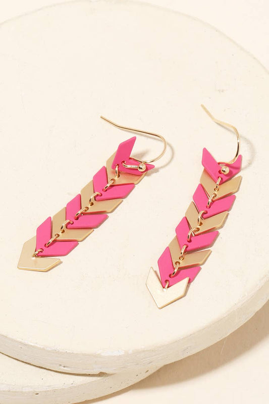 Pink Chevron Dangle Earrings