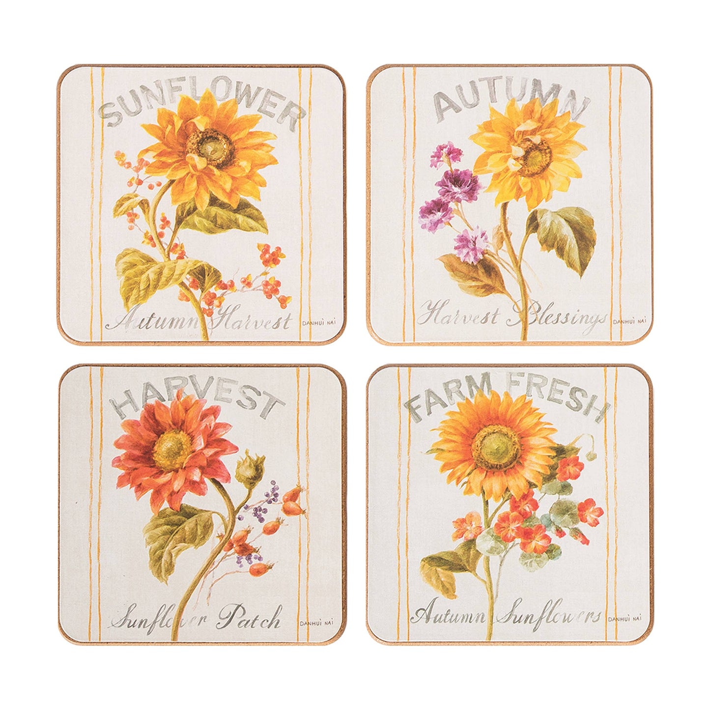 SET/4 Sunflower Patch Coaster