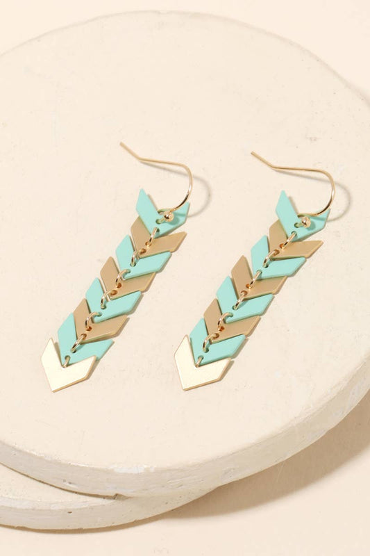 Mint Chevron Dangle Earrings