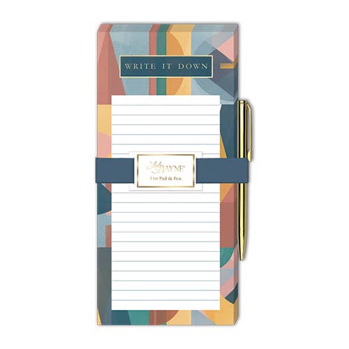 Magnetic List Pad with Pen - Geo